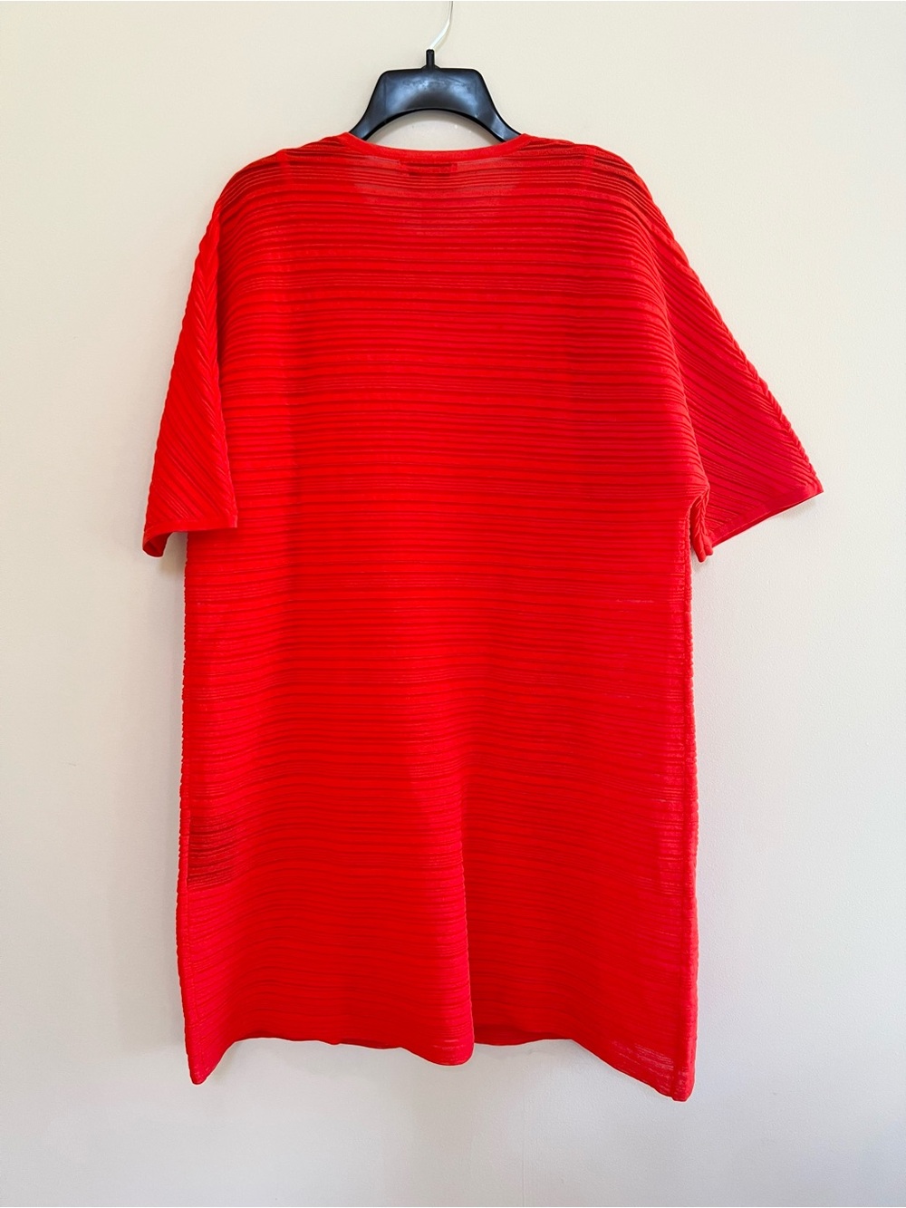 COS Boxy Crew Neck Pleated Cotton Blend Pullover Short Sleeve Mini Dress Red, S - Picture 4 of 12